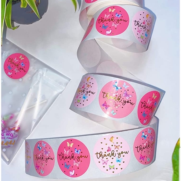 60  1.5" Premium THANK YOU STICKERS - Picture 2 of 7